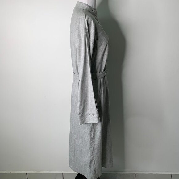 NWT Bohelle Women's Gray Long Sleeve Midi Mock Neck Cotton Dress Size 42 / M - Picture 9 of 15